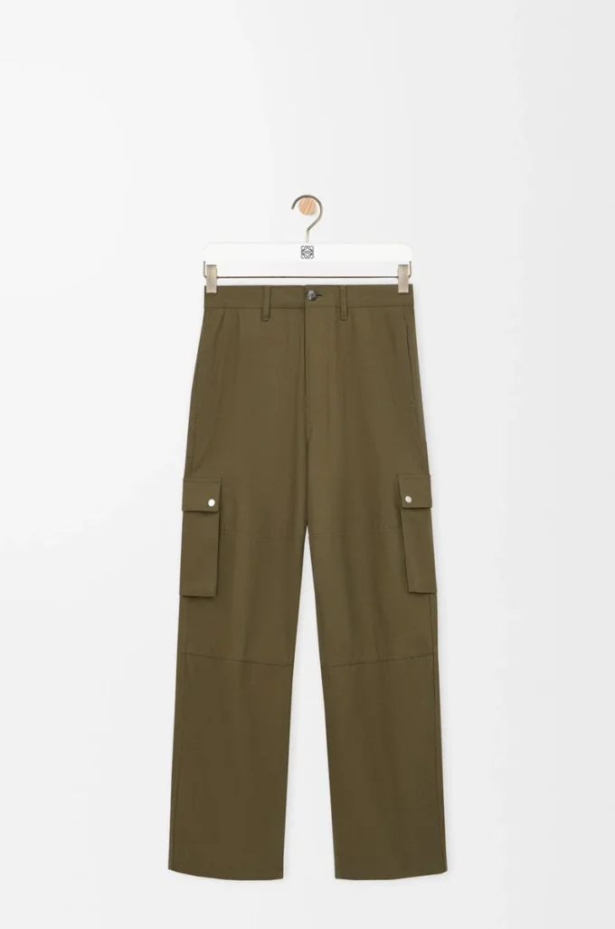 Pantalon cargo en coton vert kaki