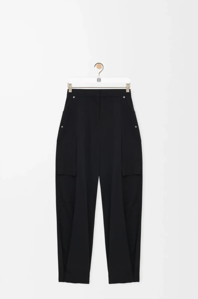Pantalon cargo en laine Noir
