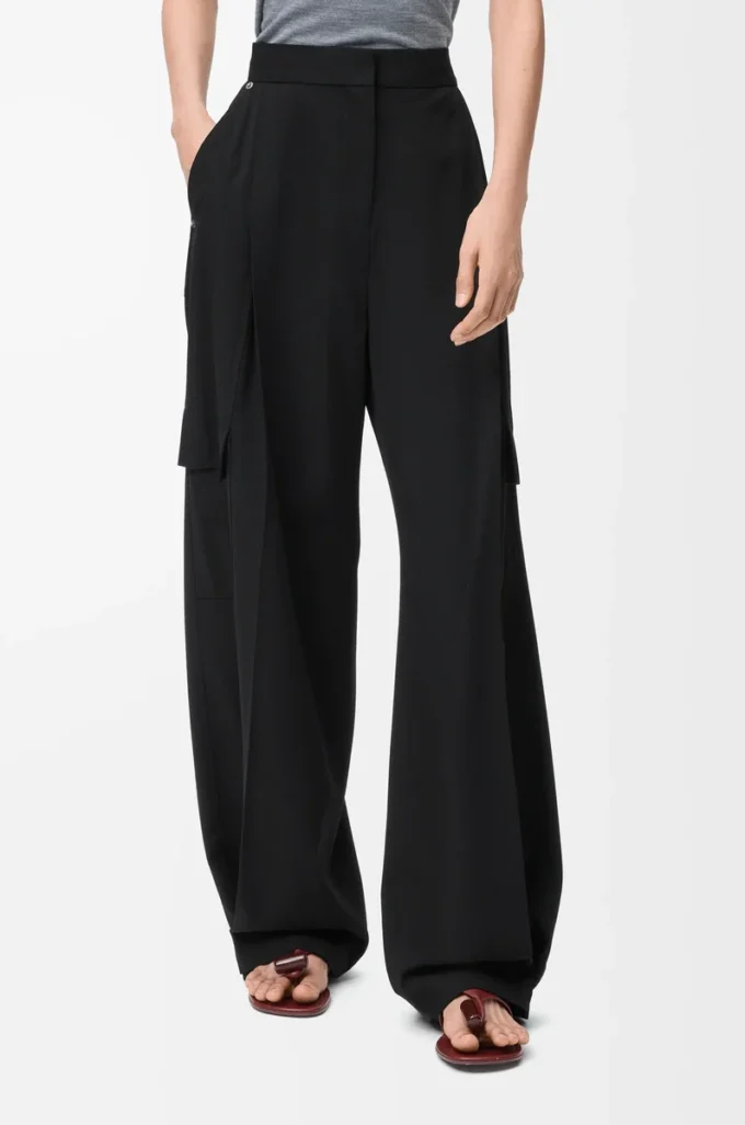Pantalon cargo en laine Noir