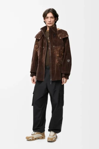 Veste en shell technique floqué Marron chocolat