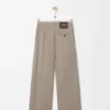 Pantalon ceinturé en laine Beige chiné
