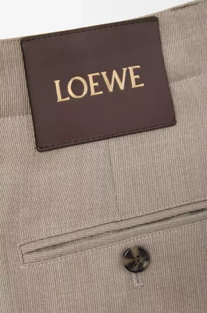 Pantalon ceinturé en laine Beige chiné