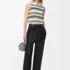 Pantalon ceinturé en laine et soie Noir