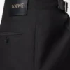Pantalon ceinturé en laine et soie Noir
