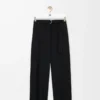 Pantalon ceinturé en laine Noir