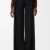 Pantalon ceinturé en laine Noir