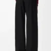 Pantalon ceinturé en laine Noir