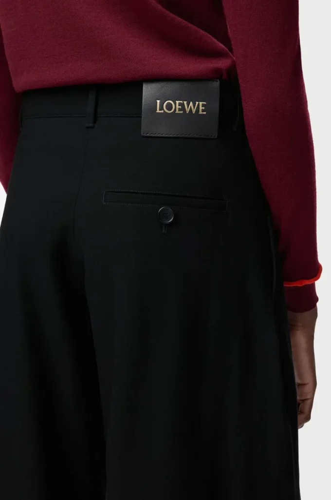 Pantalon ceinturé en laine Noir
