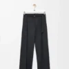 Pantalon à ceinture en laine Gris foncé
