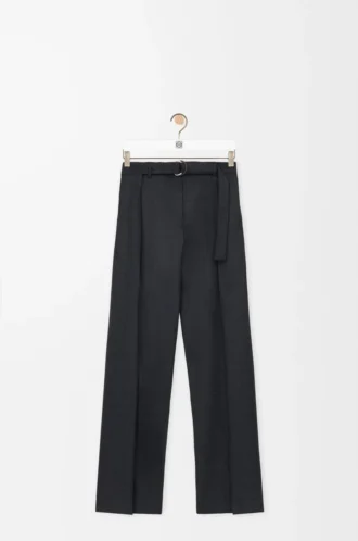 Pantalon à ceinture en laine Gris foncé