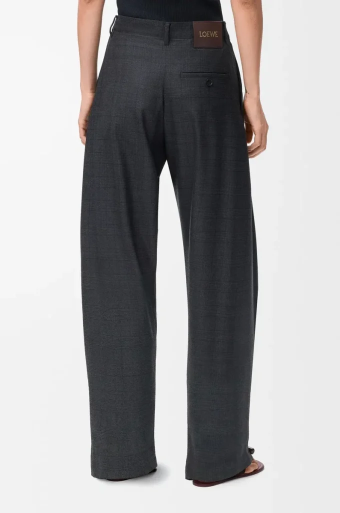 Pantalon à ceinture en laine Gris foncé