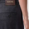 Pantalon à ceinture en laine Gris foncé