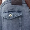 Pantalon à cordon en coton et lin Bleu gris
