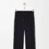 Pantalon à cordon en laine bleu marine