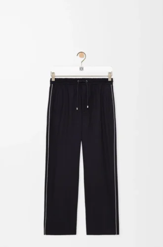Pantalon à cordon en laine bleu marine