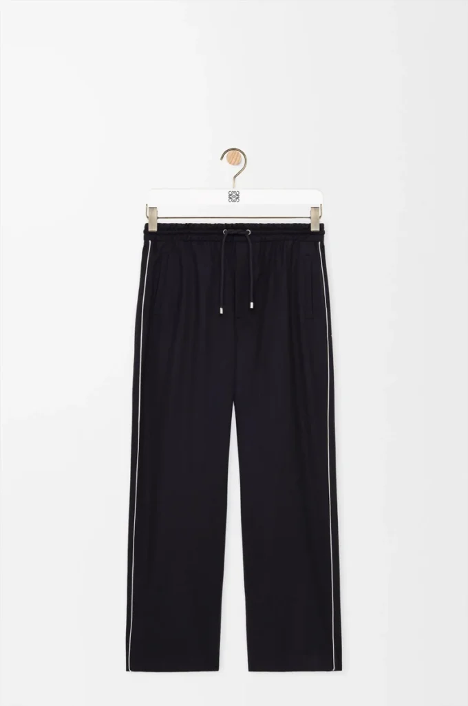 Pantalon à cordon en laine bleu marine