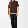 Pantalon à cordon en laine bleu marine