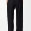 Pantalon à cordon en laine bleu marine
