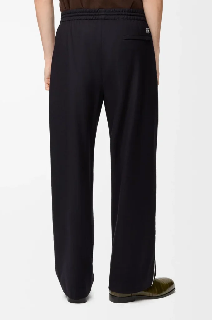 Pantalon à cordon en laine bleu marine