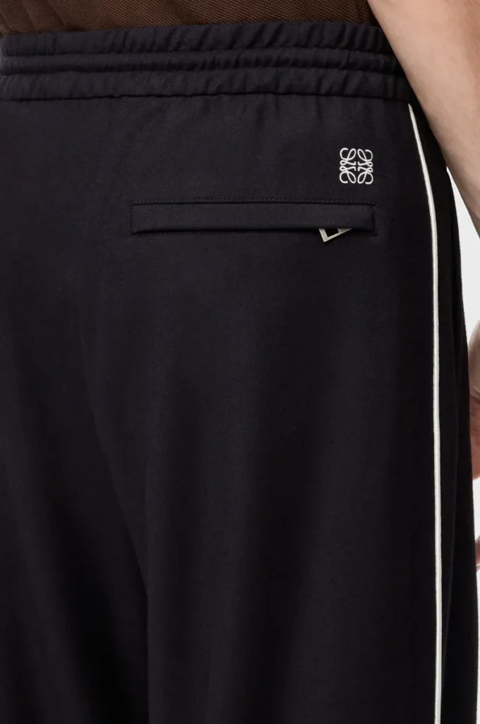 Pantalon à cordon en laine bleu marine