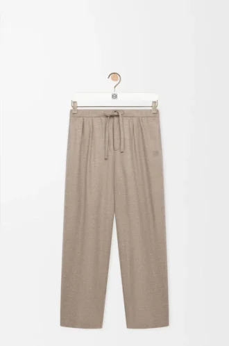 Pantalon à cordon en laine et cachemire Beige mélangé