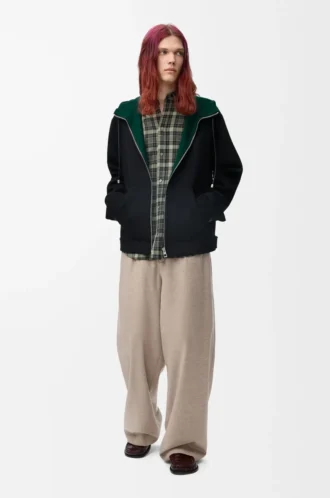 Pantalon à cordon en laine et cachemire Beige mélangé