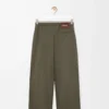 Pantalon à cordon en laine vert kaki Pantalon à cordon en laine vert kaki