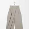 Pantalon court cache-cœur en laine beige clair mélangé