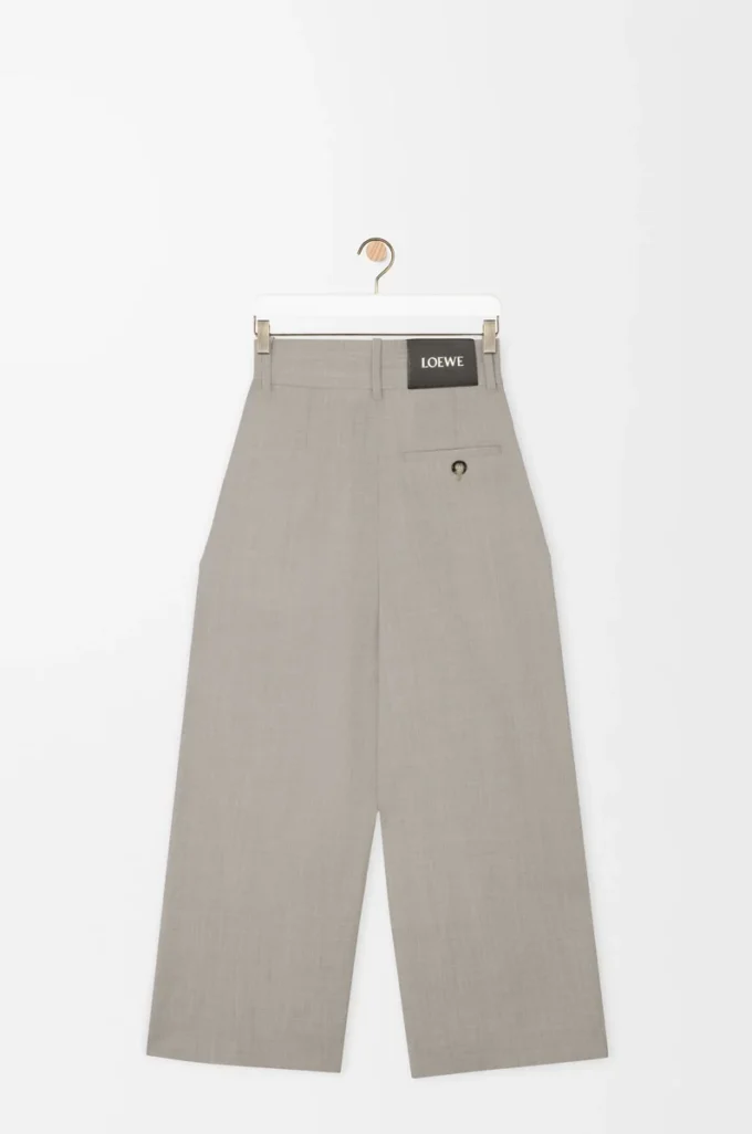 Pantalon court cache-cœur en laine beige clair mélangé