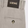 Pantalon court cache-cœur en laine beige clair mélangé