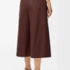 Pantalon court à ceinture en coton et soie Couleur café