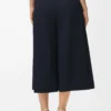 Pantalon court à ceinture en laine bleu marine
