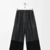 Pantalon court en cuir d&rsquo;agneau nappa et cuir de chèvre suédé Noir
