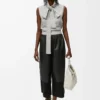 Pantalon court en cuir d&rsquo;agneau nappa et cuir de chèvre suédé Noir