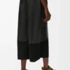 Pantalon court en cuir d&rsquo;agneau nappa et cuir de chèvre suédé Noir