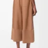 Pantalon court en cuir d&rsquo;agneau nappa et cuir de chèvre suédé Toffee