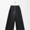 Pantalon court en cuir d&rsquo;agneau nappa Noir