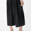 Pantalon court en cuir d&rsquo;agneau nappa Noir