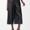 Pantalon court en cuir d&rsquo;agneau nappa Noir