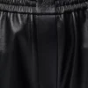 Pantalon court en cuir d&rsquo;agneau nappa Noir