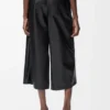 Pantalon court en cuir d&rsquo;agneau nappa Noir