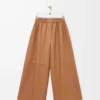 Pantalon court en cuir d&rsquo;agneau nappa Toffee