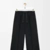 Pantalon court en viscose stretch Noir