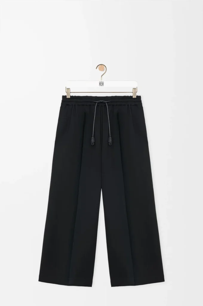 Pantalon court en viscose stretch Noir