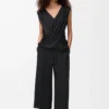 Pantalon court en viscose stretch Noir