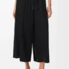 Pantalon court en viscose stretch Noir