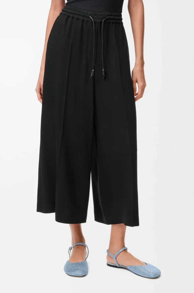 Pantalon court en viscose stretch Noir