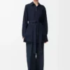 Pantalon de pyjama en soie bleu marine