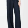 Pantalon de pyjama en soie bleu marine