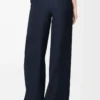 Pantalon de pyjama en soie bleu marine